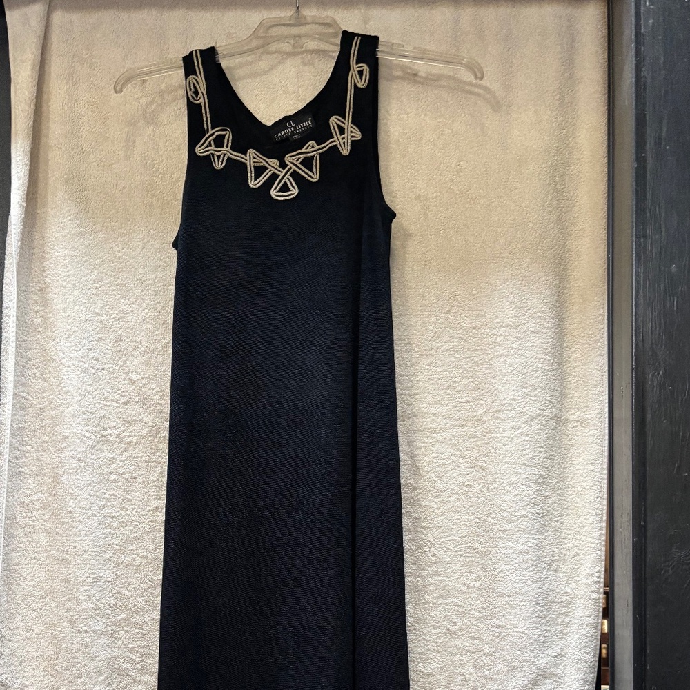 EUC Women's Carol Little Petite Dresses size 4, black knit with cream detail.